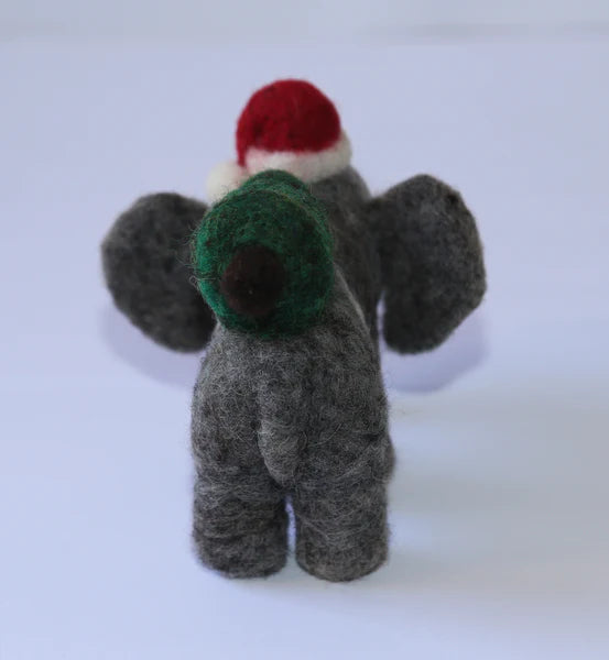 Needle Felted Elephant with Tree Ornament