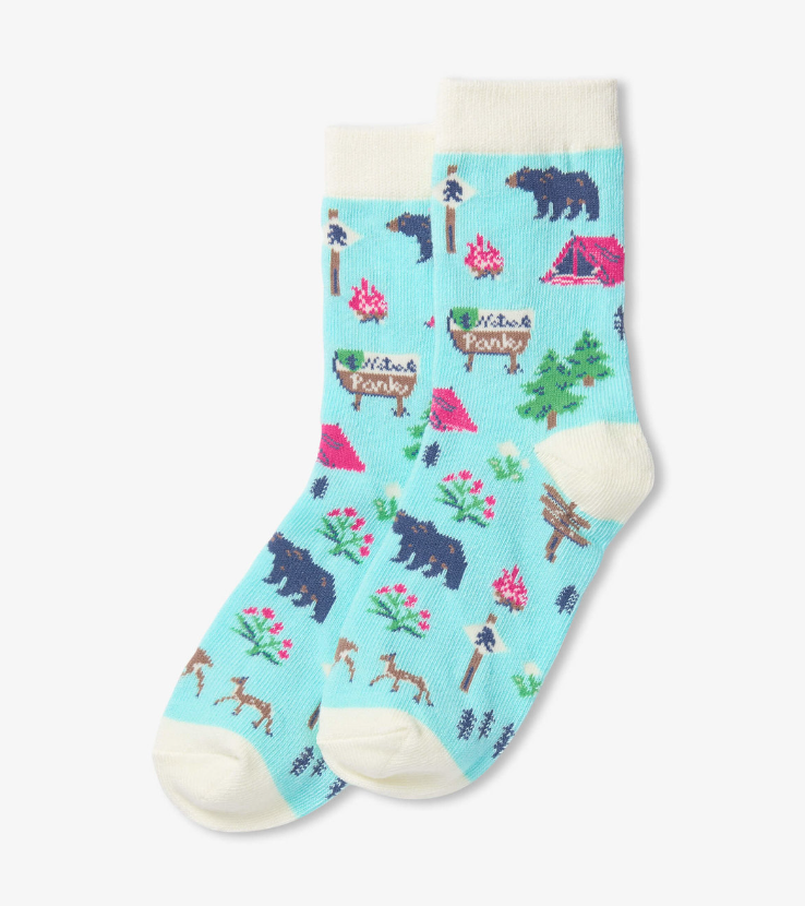 Teal Hiking Trail Kids Crew Socks