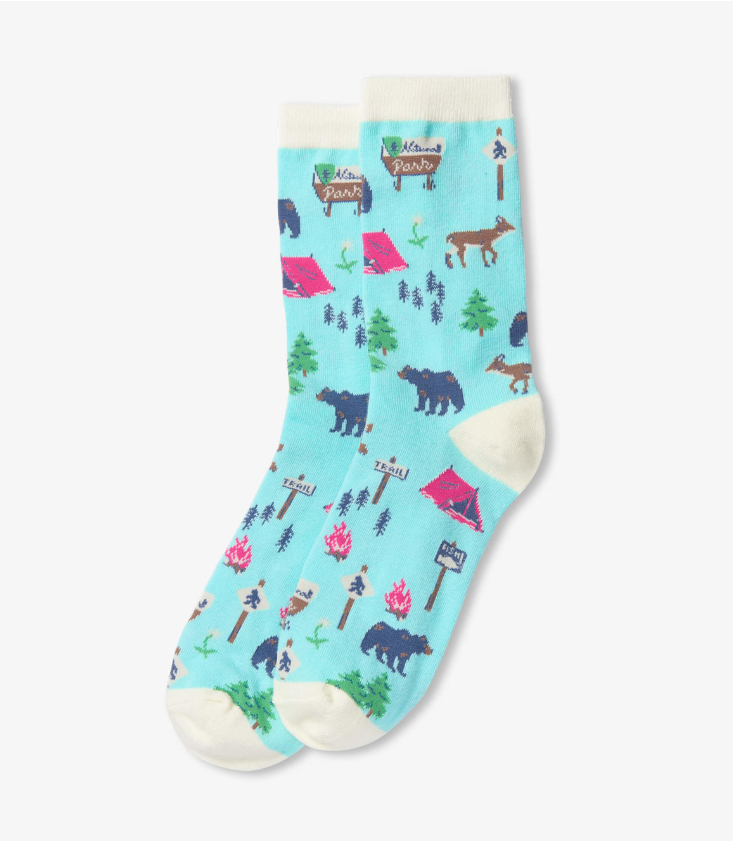 Teal Hiking Trail Women's Crew Socks