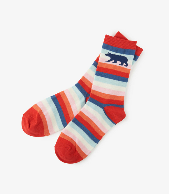 Cute Stripe Bears Women's Crew Socks