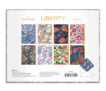 Liberty Floral Greeting Assortment Notecard Set - Set of 16 unique handmade Canadian floral notecards with eight colorful plant designs, perfect gift.