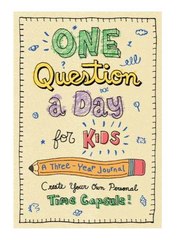 One Question a Day for Kids: A Three-Year Journal - One Question a Day for Kids journal cover with colorful hand-drawn text and doodles, handmade Canadian gift.