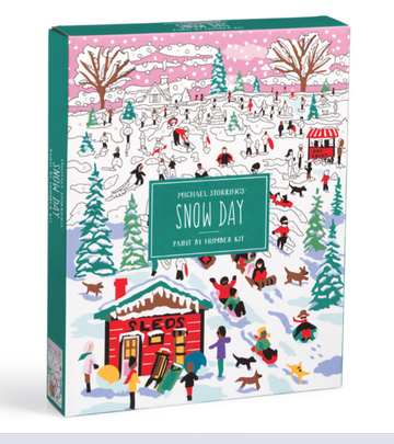 Michael Storrings Snow Day 11x14 Paint by Number Kit - Michael Storrings Snow Day 11x14 paint by number kit with colorful winter scene, unique handmade Canadian gift.