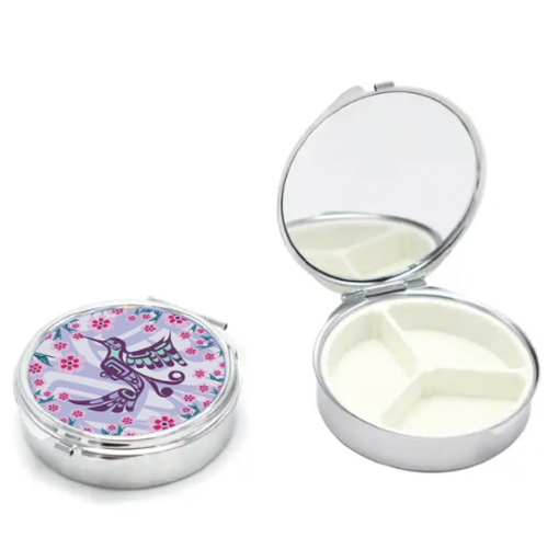 Pill Case with Mirror - Hummingbird