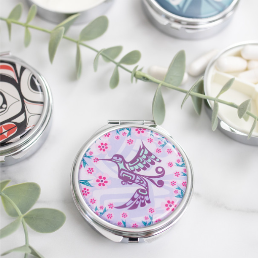 Pill Case with Mirror - Hummingbird