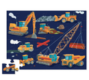 36 PC Puzzle: Construction Zone - 36-piece handmade Canadian puzzle featuring colorful construction vehicles, unique gift for kids aged 4-6.
