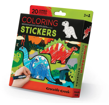Coloring Stickers: Dinosaurs - Coloring stickers set featuring handmade dinosaur designs by Canadian brand Crocodile Creek, unique gift for kids ages 3 and .