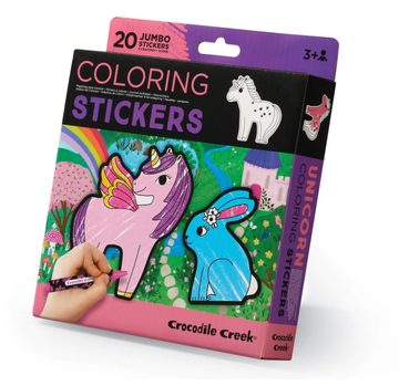 Coloring Stickers: Unicorns - Coloring stickers set with unique handmade unicorn designs, a Canadian gift for kids ages 3 and up.