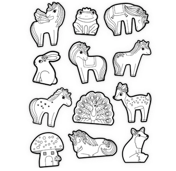 Coloring Stickers: Unicorns - Handmade Canadian coloring stickers featuring unique unicorns, animals, and nature-themed designs, perfect gift for kids.