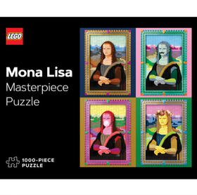 LEGO Masterpiece Puzzle: Mona Lisa 1000-Piece Puzzle - LEGO Mona Lisa Masterpiece 1000-piece puzzle set featuring four colorful, artistic variations, unique handmade gift.