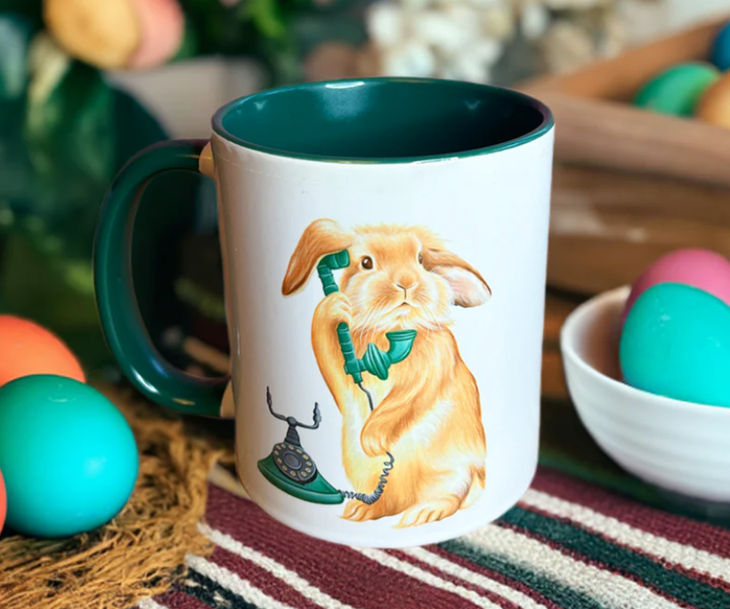 Rabbit on the Phone Mug