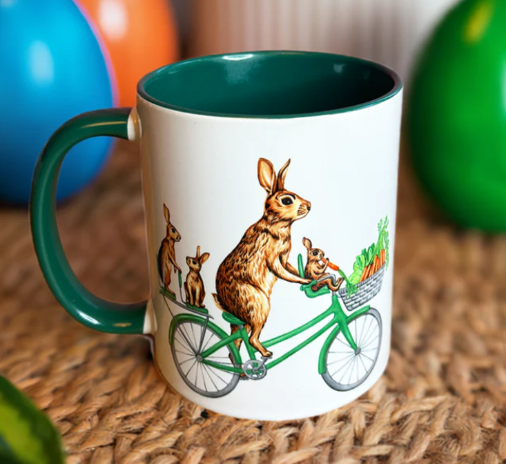 Rabbits Riding a Bike Mug