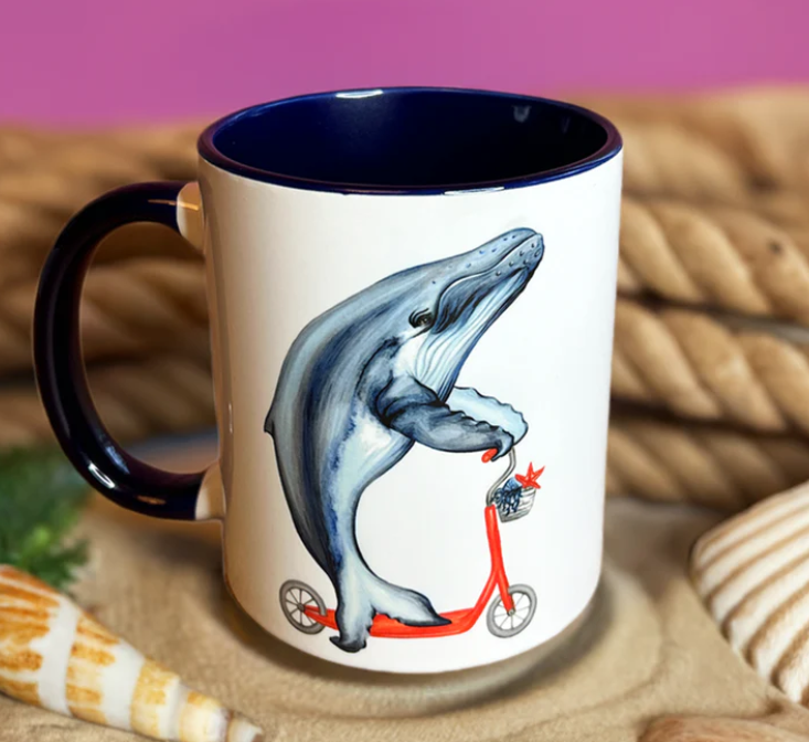 Whale Riding a Scooter Mug