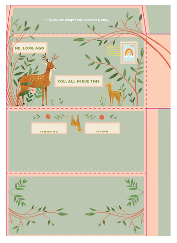 Inspired Letters to My Grandchild - Handmade Canadian baby book titled Inspired Letters to My Grandchild with deer and heart illustrations, unique gift design.
