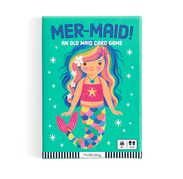 MER-MAID! Card Game - Bright teal MER-MAID! card game box with colorful mermaid illustration, unique handmade Canadian gift.