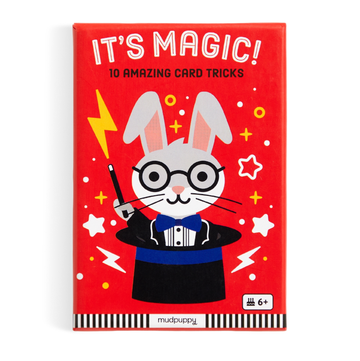 It's Magic! Card Game - Bright red card game box featuring a unique handmade Canadian gift with a magic bunny in glasses illustration.