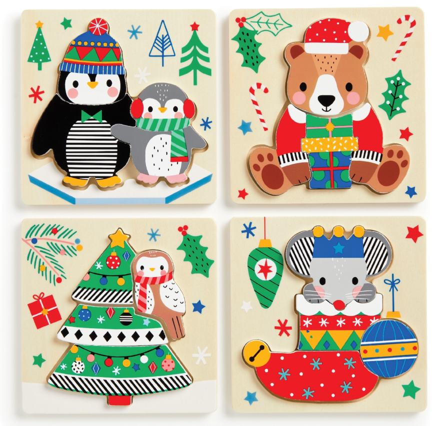 Christmas Set of 4 Wood Puzzles