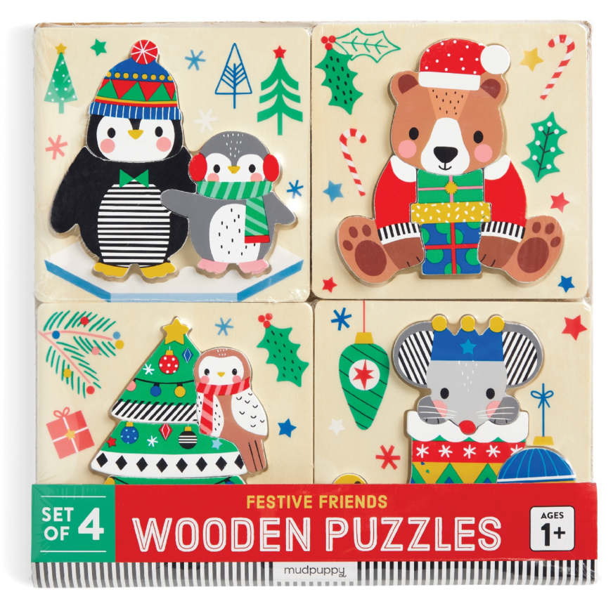 Christmas Set of 4 Wood Puzzles - 0