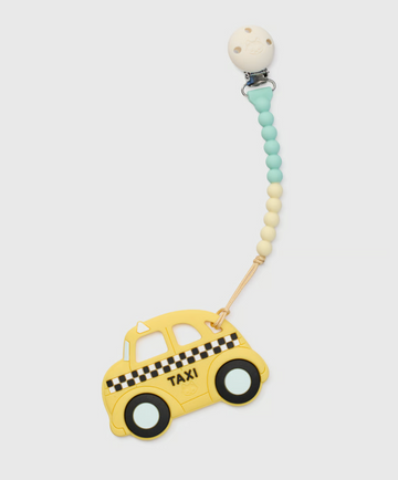 Yellow Taxi Pacifier Clip Teether Set (Loulou Lollipop)