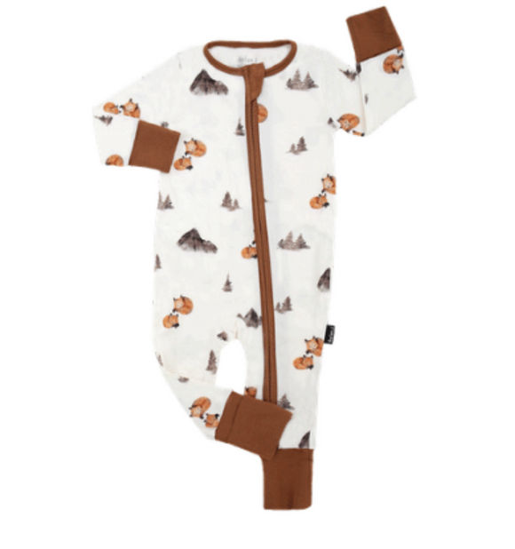 Footless Sleeper with Fold-over Cuffs -Foxes (Belan. J)