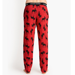 Moose On Red Men's Jersey Pajama Pants