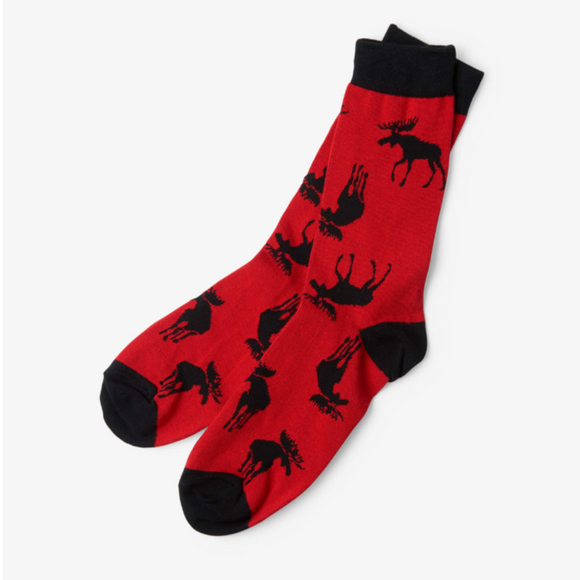 Moose on Red Men's Crew Socks