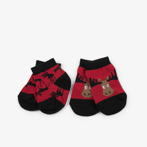 Moose on Red 2-Pack Socks (baby)