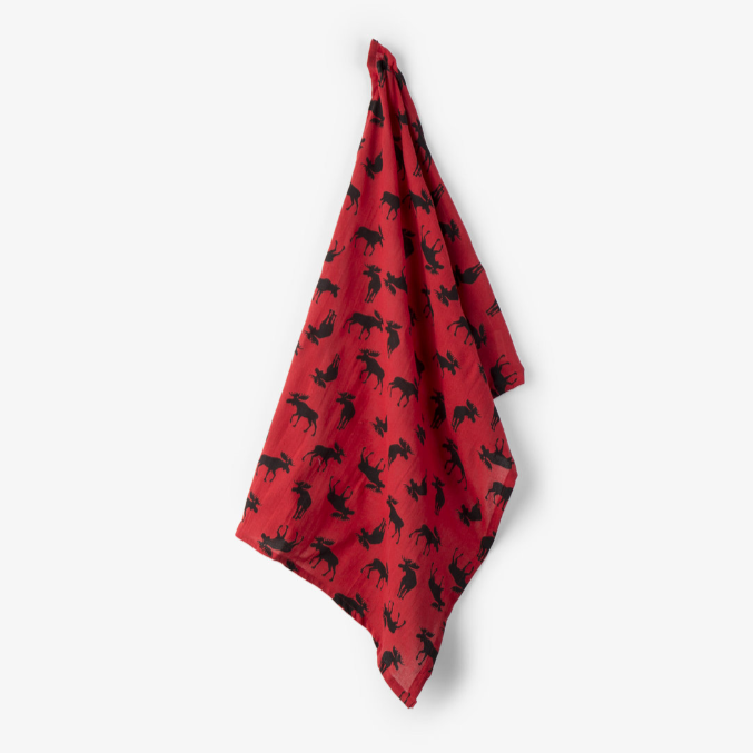 Moose on Red Tea Towel