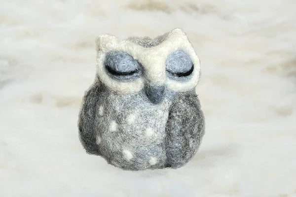 Needle Felted Sleepy Owl Ornament