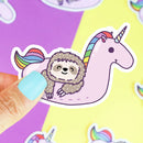 Sloth Unicorn Pool Float Vinyl Sticker-1