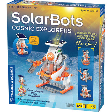 SolarBots: Cosmic Explorers - SolarBots Cosmic Explorers STEM kit with colorful robots powered by solar energy, unique handmade Canadian gift.