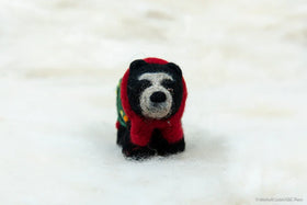 Needle Felted Holiday Spectacled Bear with Lights Ornament - 0
