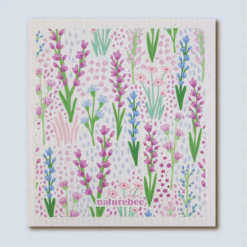 Swedish Sponge Dishcloth - Floral Purple