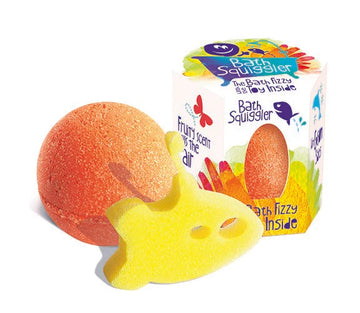 Bath Squiggler - Handmade Canadian Bath Squiggler bath fizzy and yellow fish sponge gift set.