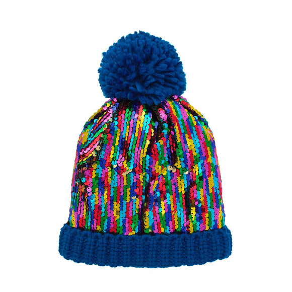 Rainbow Sequin Knitted Hat