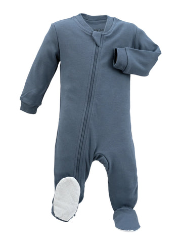 True Blue - Organic Cotton Footed Sleeper (ZippyJamz)