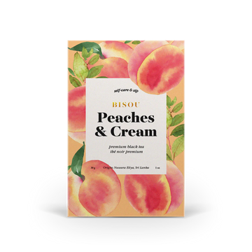 Peaches & Cream Tea - Peaches & Cream tea box with watercolor peach design, unique Canadian handmade gift packaging.