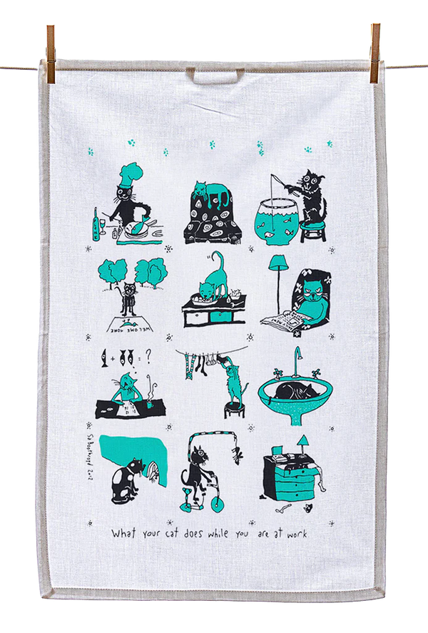 Tea Towel - What Your Cat Does While You're at Work