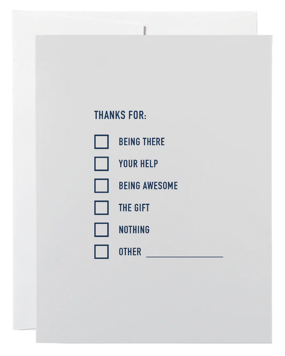 Thanks Checklist Card