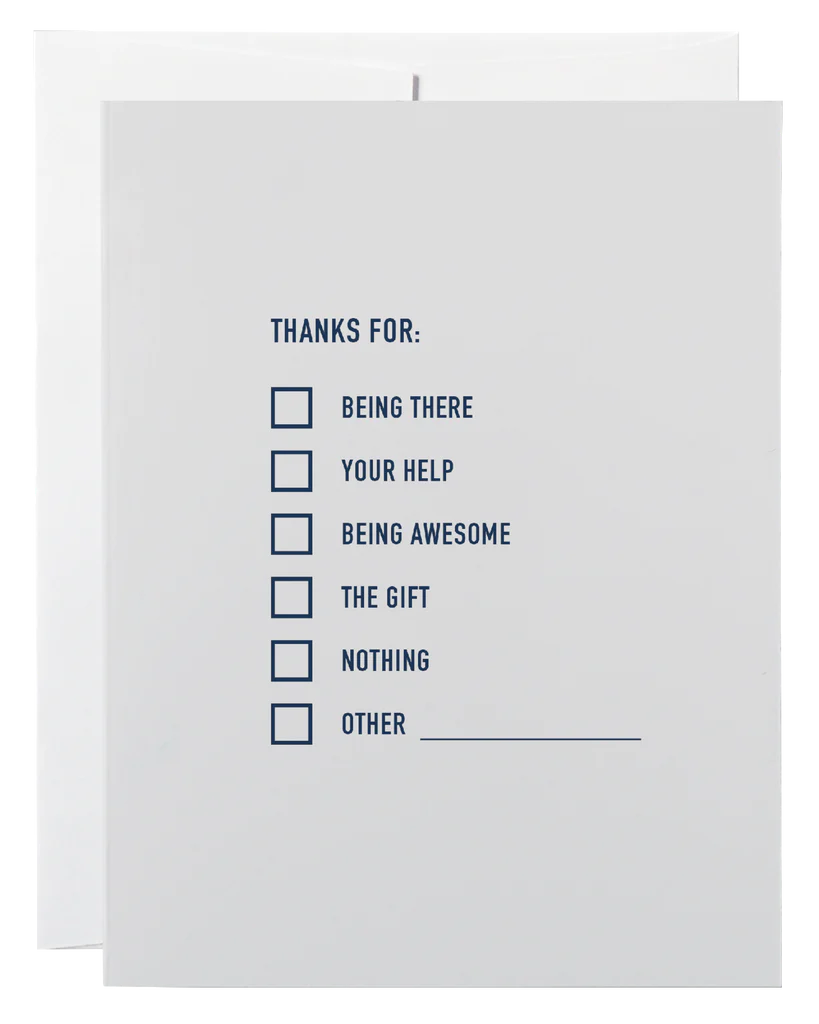 Thanks Checklist Card