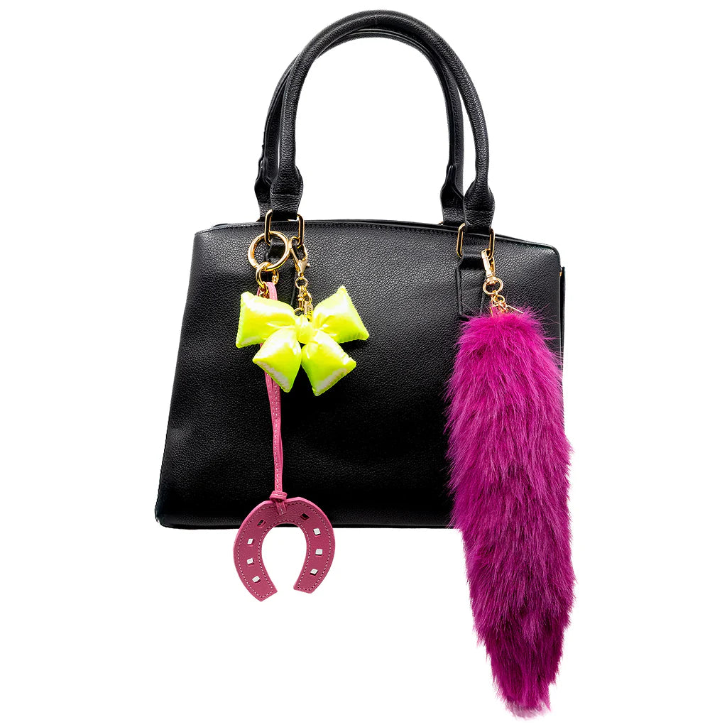 Faux Fur Tail Charm in Fushia