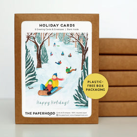 Box of 8 Holiday Tobogganing Cards | The Paperhood - 0