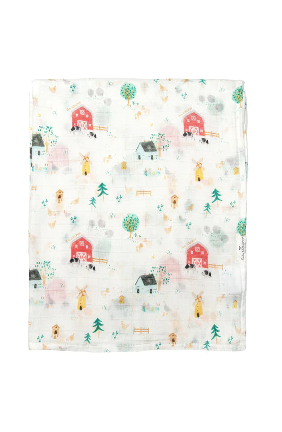 Loulou Lollipop Muslin Swaddle (Farm Animals)