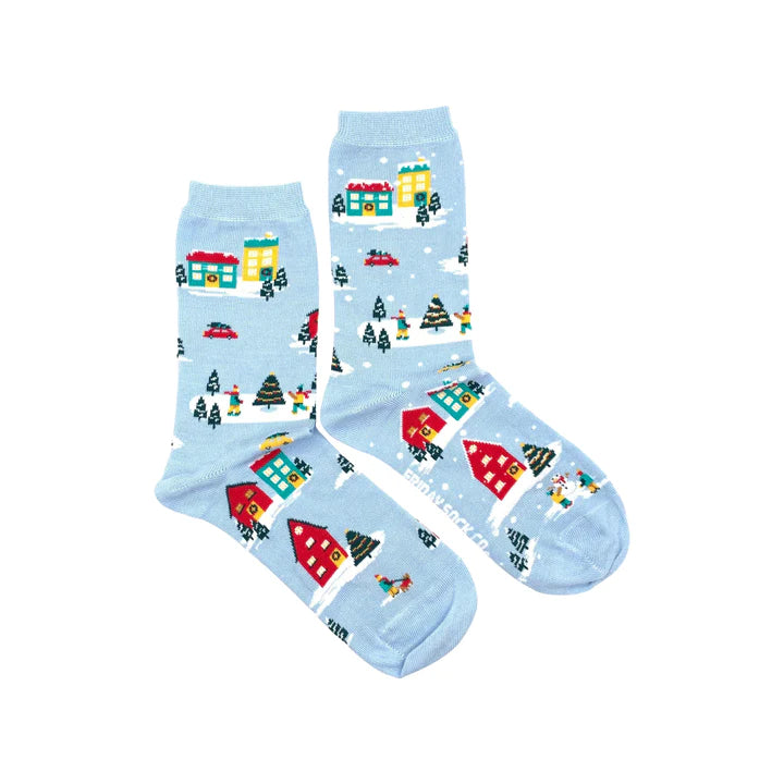 Women's Ugly Christmas Village Scene Socks