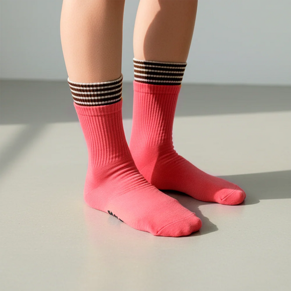 Watermelon Stripe Double-Cuff Socks