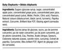 Vegan Baby Elephants (Squish) - Packaging label detailing ingredients for Vegan Baby Elephants candy with natural colors and flavorings in English and.