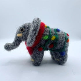 Needle Felted Elephant with Lights Ornament
