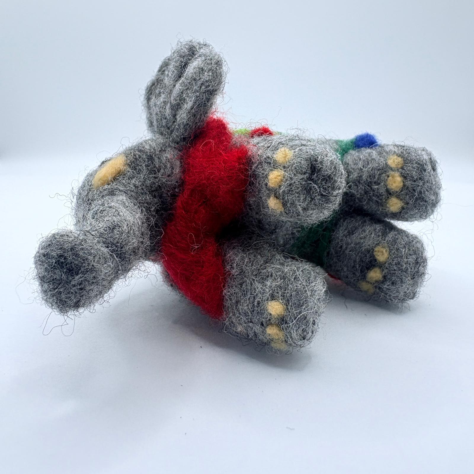 Needle Felted Elephant with Lights Ornament