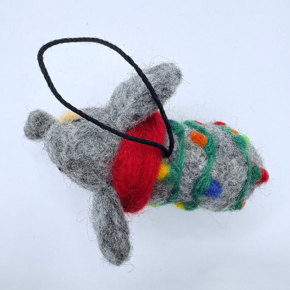 Needle Felted Elephant with Lights Ornament