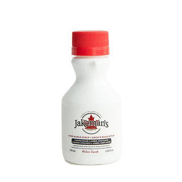 Maple Syrup in a Plastic Jug (100mL) - 100mL plastic jug of Canadian handmade maple syrup with red cap, unique gift size.